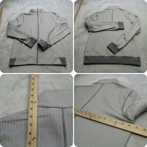 Lululemon Jacket‎ Mens Medium Gray Herringbone Flex Full Zip Textured Track Run